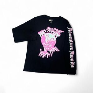 H&M Black and Pink Adventure Awaits Long Sleeve Tee